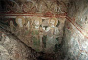 Romanska målningar i Kaga kyrka.