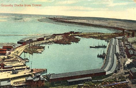1909 Grimsby Docks from Tower, England (arkiv 26).