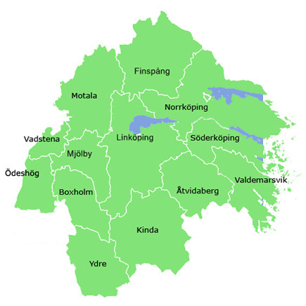 Karta över Östergötland