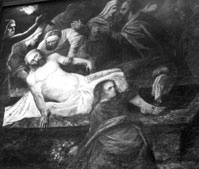 Oljemålning föreställande Kristi gravläggning. Tidigare altartavla i Malexander kyrka. Bild: Östergötlands museum