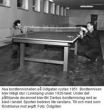 Nya bordtennishallen på Götgatan rustas 1951