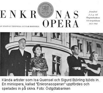 Isa Quensel och Sigurd Björling på reklammaterialet inför minioperan "Enkronasoperan. Foto: Östgötabanken