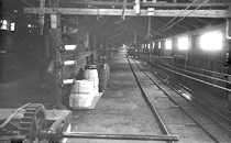Interiör från tågvirkesbanan 1920. Här kunde tågvirke slås i standardlängden 300 meter.  Foto: Gotthard Wahlbeck