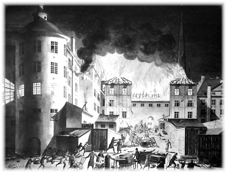 En brand på Riddarholmen i början av 1800-talet